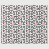 Moderne zwart-wit doodle harten Monogrammed Cadeaupapier (Vlak)