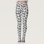 Moderne zwart-wit doodle harten Monogrammed Leggings (Voorkant)