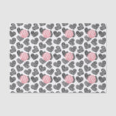 Moderne zwart-wit doodle harten Monogrammed Tissuepapier (Voorkant)