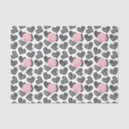 Moderne zwart-wit doodle harten Monogrammed Tissuepapier