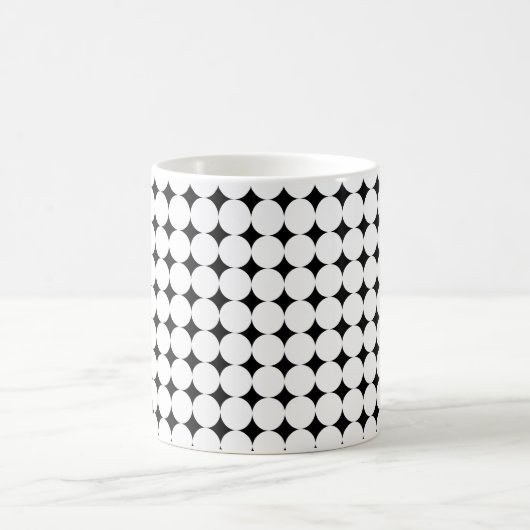 Moderne zwart-wit dot design koffie mok (Center)