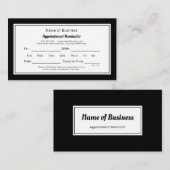 Moderne zwart-wit duidelijke afspraak herinnering afsprakenkaartje (Voorkant / Achterkant)