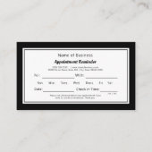 Moderne zwart-wit duidelijke afspraak herinnering afsprakenkaartje (Voorkant)