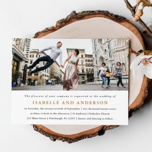 Moderne Zwart-Wit Één Fotohuwelijk Kaart