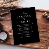 Moderne Zwart & Wit Eenvoudige Elegantie Bruiloft Kaart