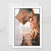 Moderne Zwart & Wit Eenvoudige Fotobruiloft Kaart (Achterkant)