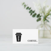 Moderne zwart-wit eenvoudige koffie loyaliteit visitekaartje (Staand voorkant)