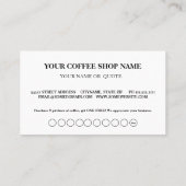 Moderne zwart-wit eenvoudige koffie loyaliteit visitekaartje (Achterkant)