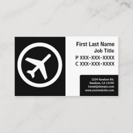 Moderne zwart-wit eenvoudige vliegtuigkaarten visitekaartje