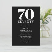 Moderne Zwart-Wit Elegante 70e Verjaardag Kaart (Staand voorkant)