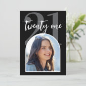Moderne zwart-wit elegante foto 21e verjaardag kaart (Staand voorkant)