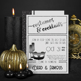 Moderne zwart-wit elegante Halloween Party Kaart