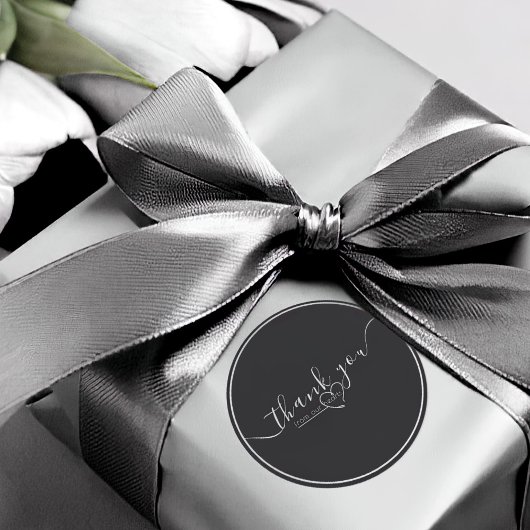 Moderne Zwart & Wit Elegante Kalligrafie Bruiloft Ronde Sticker