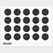 Moderne Zwart & Wit Elegante Kalligrafie Bruiloft Ronde Sticker (Vel)