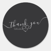 Moderne Zwart & Wit Elegante Kalligrafie Bruiloft Ronde Sticker (Voorkant)