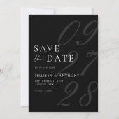 Moderne zwart-wit Elegante minimalistische bruilof Save The Date (Voorkant)