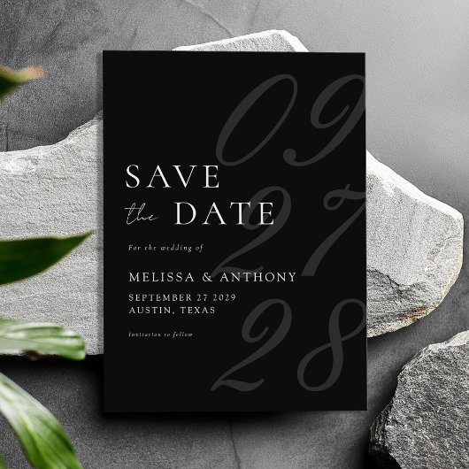 Moderne zwart-wit Elegante minimalistische bruilof Save The Date