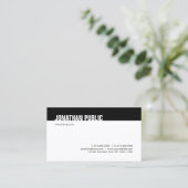 Moderne zwart-wit elegante minimalistische Sjabloo Visitekaartje (Staand voorkant)