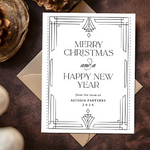 Moderne Zwart-Wit Elegante Zakelijke Kerst Feestdagenkaart