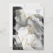 Moderne zwart-wit en gouden foto Elegant Inv Kaart (Voorkant)