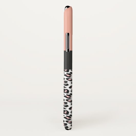 Moderne zwart, wit en perzik dier luipaard print Case-Mate iPhone case (Achterkant / rechts)