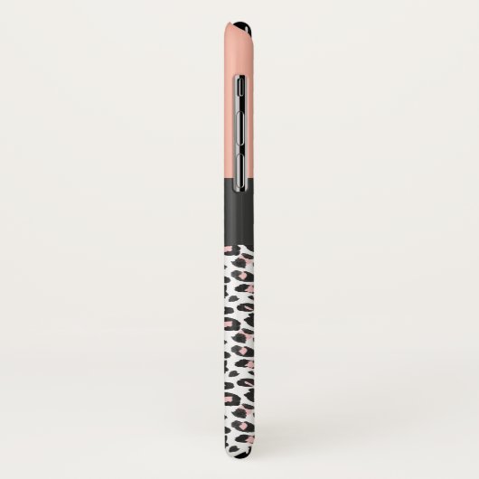 Moderne zwart, wit en perzik dier luipaard print Case-Mate iPhone case (Achterkant/links)