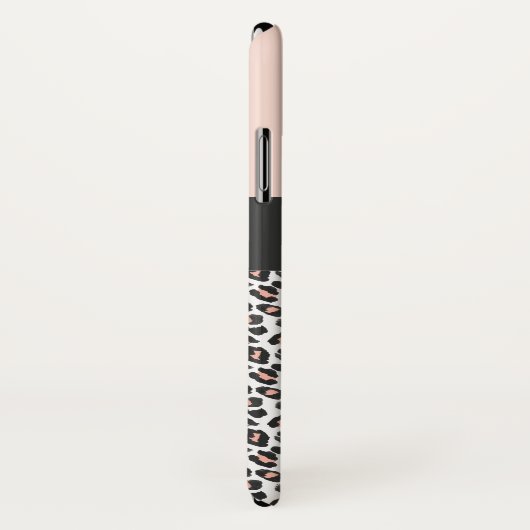 Moderne zwart, wit en perzik dier luipaard print Case-Mate iPhone case (Achterkant / rechts)