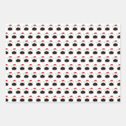 Moderne Zwart & Wit Fa La La La Zingende Kat Inpakpapier Vel (Voorkant 3)