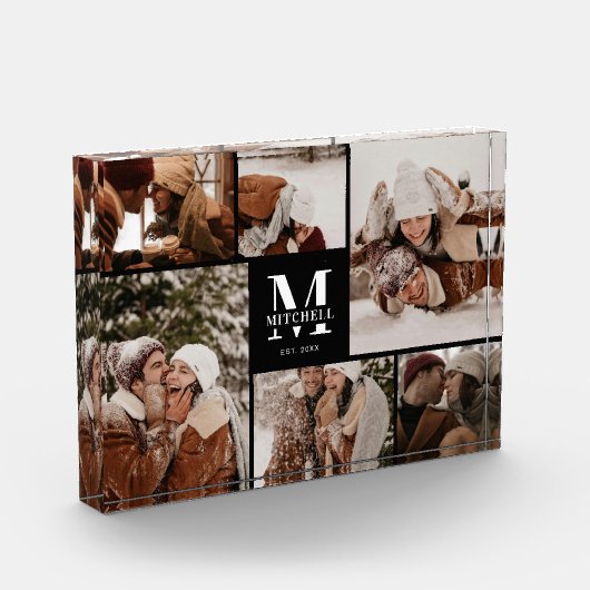 Moderne zwart-wit familie foto collage Keepsake (Links)