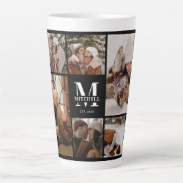 Moderne zwart-wit familie foto collage Keepsake Latte Mok