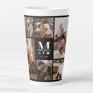 Moderne zwart-wit familie foto collage Keepsake Latte Mok