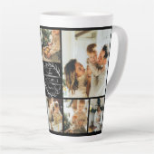 Moderne zwart-wit familie foto collage Keepsake Latte Mok (Rechterhoek)