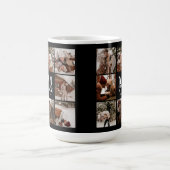 Moderne zwart-wit familie foto collage Keepsake Magische Mok (Midden)