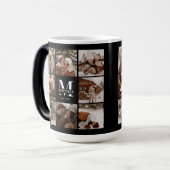 Moderne zwart-wit familie foto collage Keepsake Magische Mok (Voorkant links)