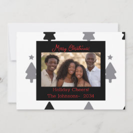 Moderne Zwart-Wit Familie Foto Kerst Kaart