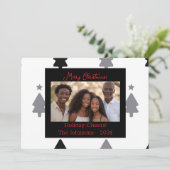 Moderne Zwart-Wit Familie Foto Kerst Kaart (Staand voorkant)