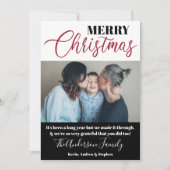 Moderne zwart-wit familie foto Kerstmis 2020 Feestdagenkaart (Voorkant)