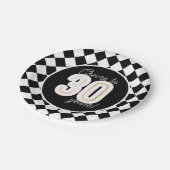 Moderne Zwart & Wit Faux Goud 30e Verjaardag Papieren Bordje (Gekanteld)