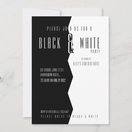 Moderne, zwart-wit feestuitnodigingen kaart (Voorkant)