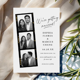Moderne Zwart-Wit Foto-automaat Filmstrook Trouw Save The Date
