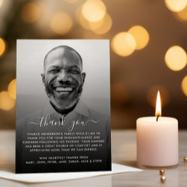 Moderne zwart-wit foto begrafenis bedankkaart