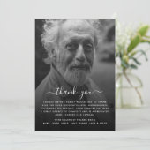 Moderne zwart-wit foto begrafenis/begrafenis bedankkaart (Staand voorkant)