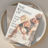 Moderne zwart-wit foto Boho bruiloft Kaart