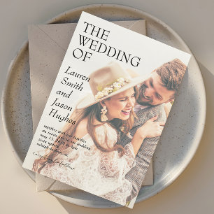 Moderne zwart-wit foto Boho bruiloft Kaart