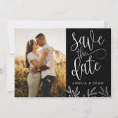 Moderne Zwart&Wit Foto Botanische 'Save the Date' Save The Date (Voorkant)