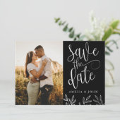 Moderne Zwart&Wit Foto Botanische 'Save the Date' Save The Date (Staand voorkant)