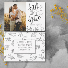 Moderne Zwart&Wit Foto Botanische 'Save the Date' Save The Date