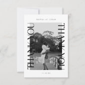 Moderne zwart wit foto bruiloft bedankkaart (Voorkant)
