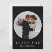 Moderne zwart-wit foto bruiloft bedankkaart (Voorkant)
