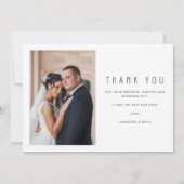 Moderne Zwart Wit Foto Bruiloft Dank u Kaart (Achterkant)
